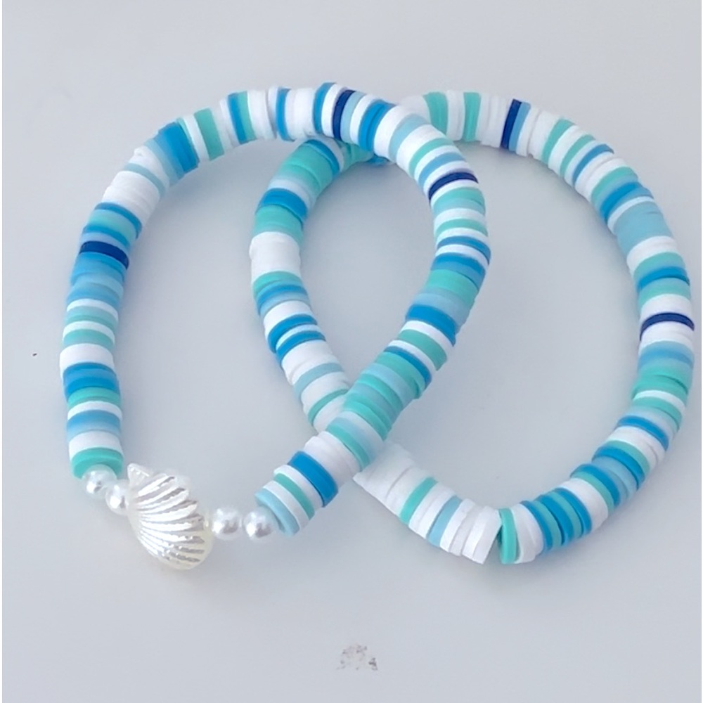 Seashell Pearl clay beads bracelets set